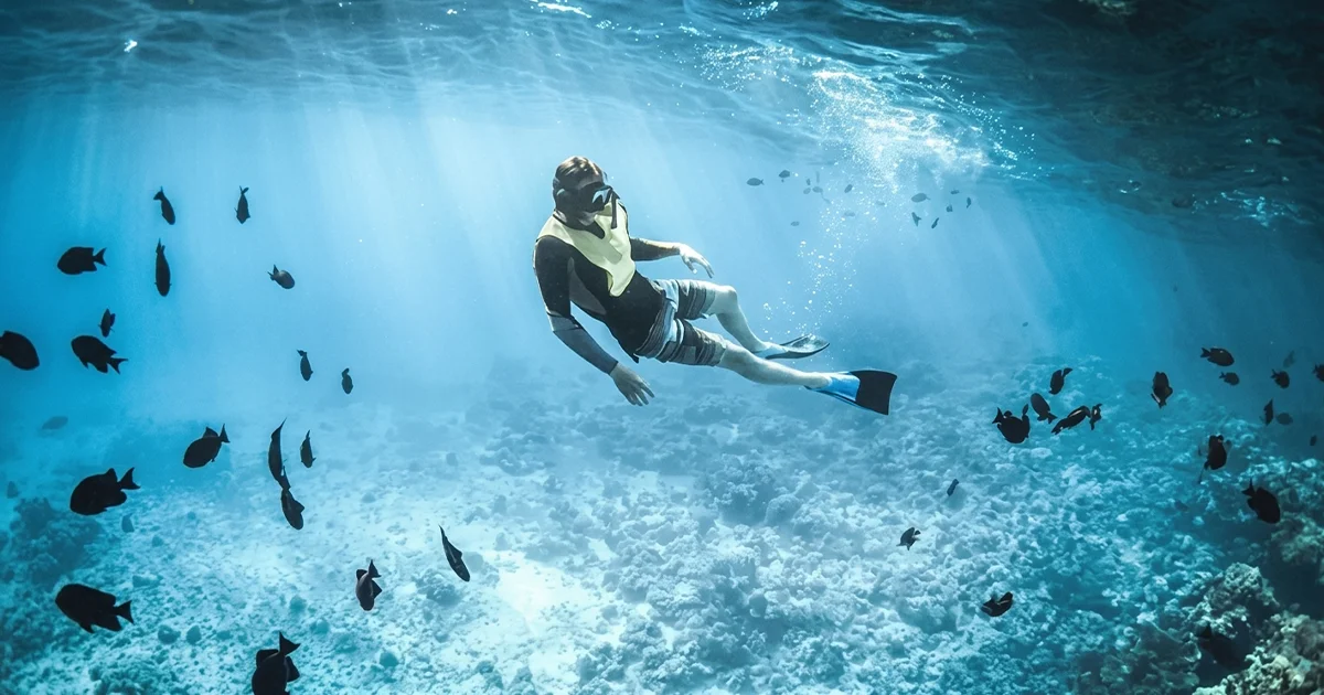 A Diver trying PADI Skin Diver Course in Dubai