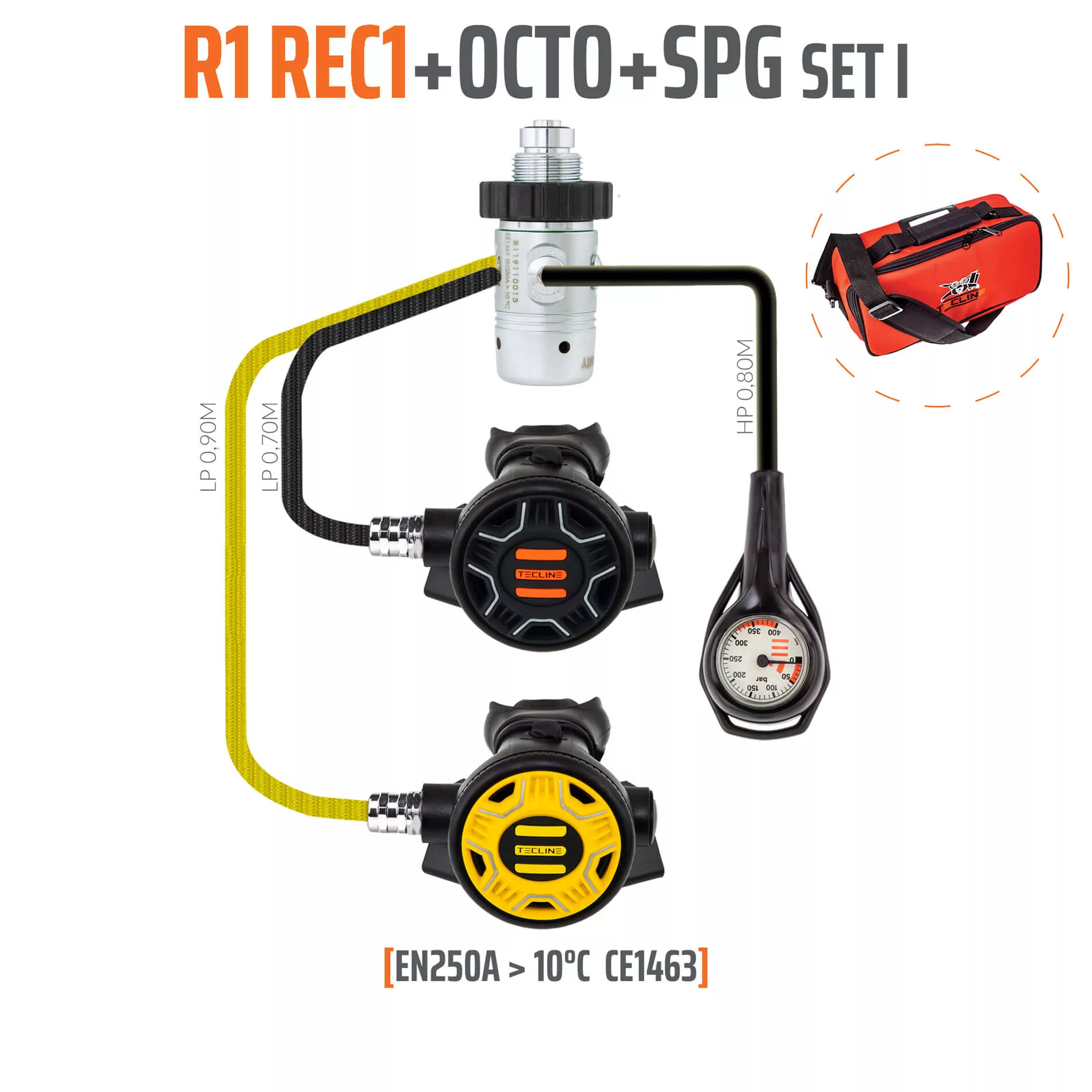 Nemo Diving Regulator R1 Rec1 Set I With Octo And Spg - En250a